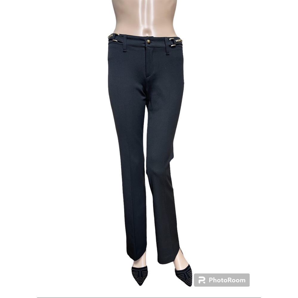 Vertigo Paris Black Dress Pants With Chain Waist Detail, 4